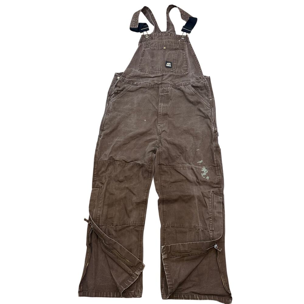 Berne 40x32 thrashed duck bib overalls Workwear double knee brown B1068BB